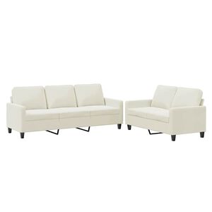 vidaXL 2-dijelni set sofa s jastucima krem bar&scaron;unasti