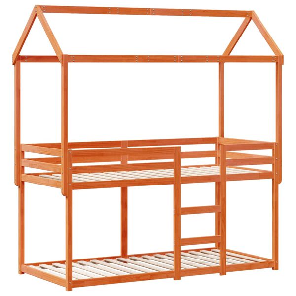 vidaXL Krevet na kat s krovom voštano smeđi 90x190 cm masivna borovina