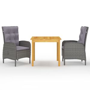 vidaXL 3-dijelni vrtni blagovaonski set sivi
