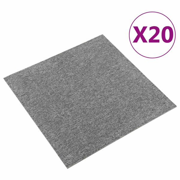 vidaXL Tepih 20 pcs Sivi 50 x 50 cm 100% Polipropilen