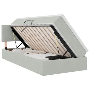 vidaXL LED krevet za pohranu s madracem Svjetlosiva 90 x 190 cm Bar&scaron;un