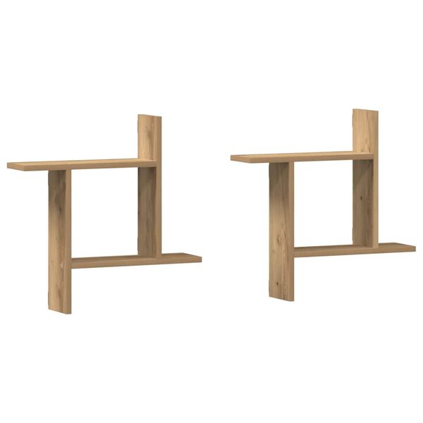 vidaXL Zidne police 2 kom boja artisian hrast 50x12x50 cm drvene