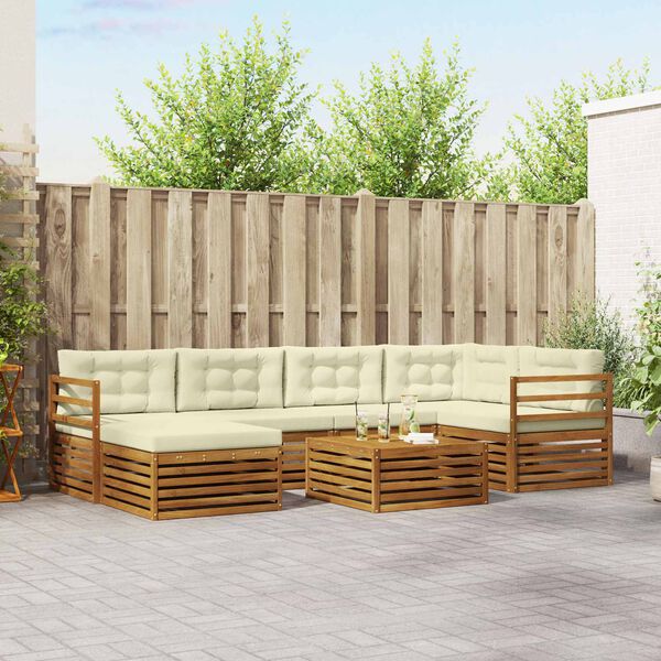 vidaXL Set vanjskih sofa s jastukom 7 pcs Prirodna i krem