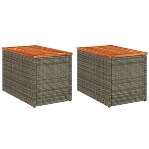 vidaXL Vrtni bočni stolići 2 kom sivi 55 x 34 x 37 cm poliratan i drvo