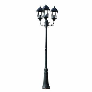 Vrtna stupna svjetiljka 3-lanterne 230 cm tamno zelena/crna