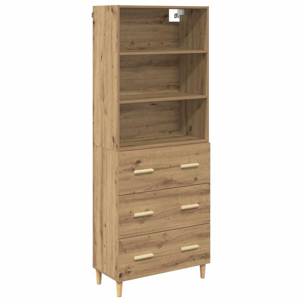 vidaXL Highboard s ladicama Umjetnički hrast 69,5 x 32,5 x 180 cm