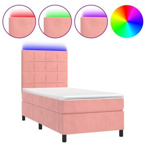 vidaXL Krevet box spring s madracem LED ružičasti 80x200 cm bar&scaron;unasti
