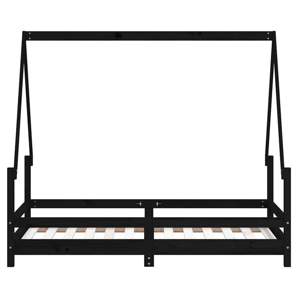vidaXL Okvir za dječji krevet crni 80 x 160 cm od masivne borovine