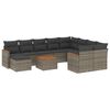 vidaXL 11-dijelni set vrtnih sofa od poliratana s jastucima sivi