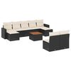 vidaXL 10-dijelni set vrtnih sofa s jastucima crni od poliratana