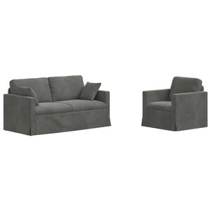 vidaXL Set sofe 2 pcs Tamno siva 158 x 78 x 80 cm Bar&scaron;un