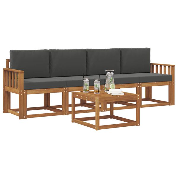 vidaXL Set vanjskih sofa s jastukom 5 pcs Prirodna i antracit