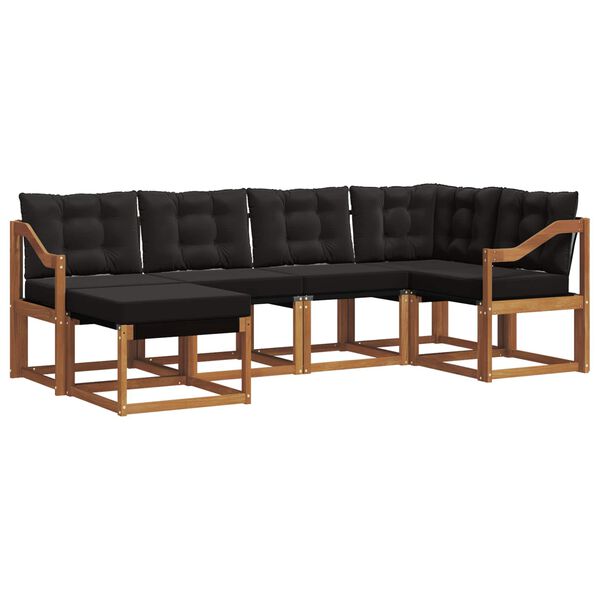 vidaXL Set vanjskih sofa s jastukom 6 pcs Prirodna i crna