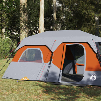vidaXL Obiteljski šator za 9 osoba sivo-narančasti vodootporni