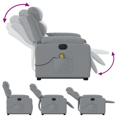 vidaXL Električni masažni naslonjač na podizanje tkanina svjetlosivi