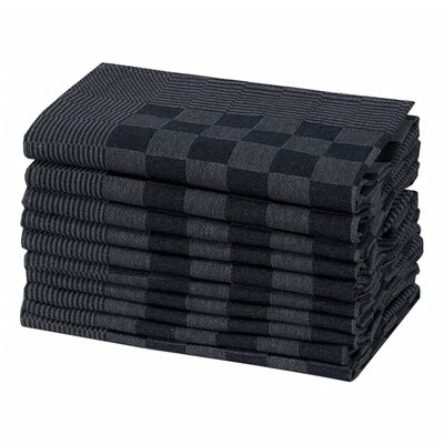 vidaXL Kuhinjske krpe 10 kom crno-sive 50 x 70 cm pamučne