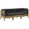 vidaXL 3-dijelni set vrtnih sofa s jastucima od impregnirane borovine