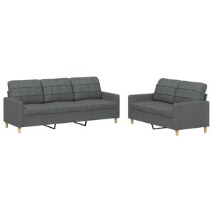 vidaXL 2-dijelni set sofa s jastucima tamnosivi od tkanine