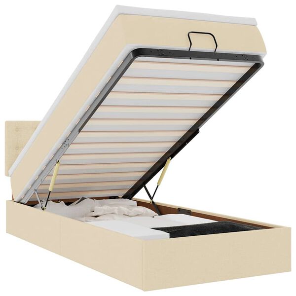 vidaXL Otomanski okvir kreveta s madraca krem 80x200cm od tkanine