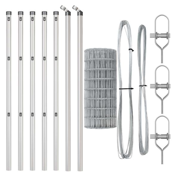 vidaXL Ograda s postovima Srebrno 0,4 x 50 m Čelik i PVC