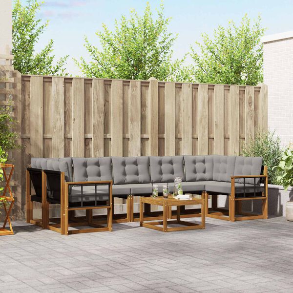 vidaXL Set vanjskih sofa s jastukom 8 pcs Prirodna i svijetlo siva