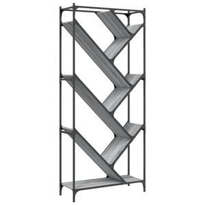 vidaXL Regal za knjige siva boja hrasta 79x30x180 cm od drva i metala