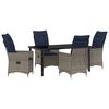 vidaXL Set stola i stolica s jastukom 5 pcs Siva PE ratan