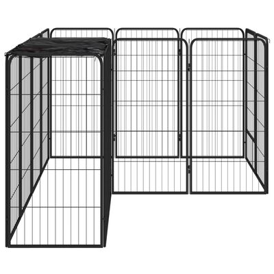 vidaXL Ograda za pse s 14 panela crna 50 x 100 cm čelik obložen prahom