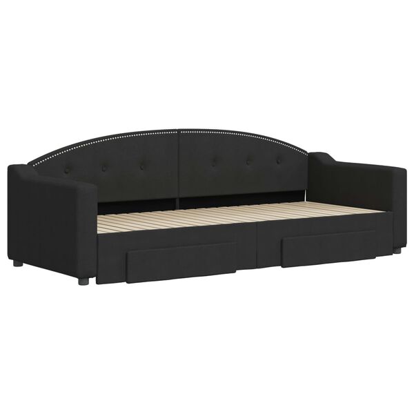vidaXL Dnevni krevet na razvlačenje s ladicama crni 80x200 cm tkanina