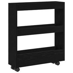 vidaXL Uska kolica za pohranu Crni hrast 60 x 18 x 70 cm