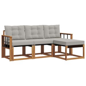 vidaXL Set vanjskih sofa s jastukom 4 pcs Prirodna i svijetlo siva