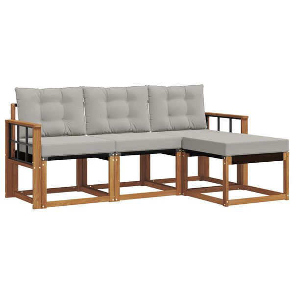 vidaXL Set vanjskih sofa s jastukom 4 pcs Prirodna i svijetlo siva