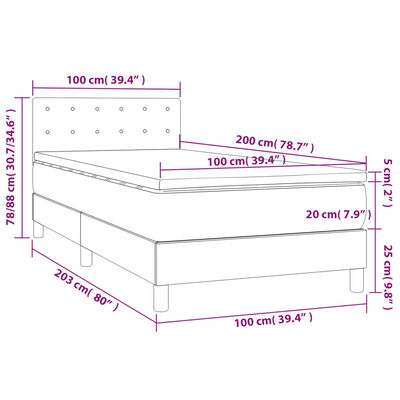 vidaXL Box spring krevet s madracem tamnozeleni 100x200 cm baršunasti