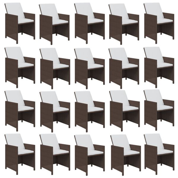 vidaXL 21-dijelni vrtni blagovaonski set s jastucima poliratan smeđi