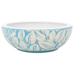 vidaXL Nadgradni umivaonik bijelo-plavi okrugli &Phi; 41 x 14 cm keramički