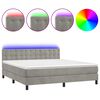 vidaXL Krevet box spring s madracem LED svjetlosivi 180x200 cm bar&scaron;un