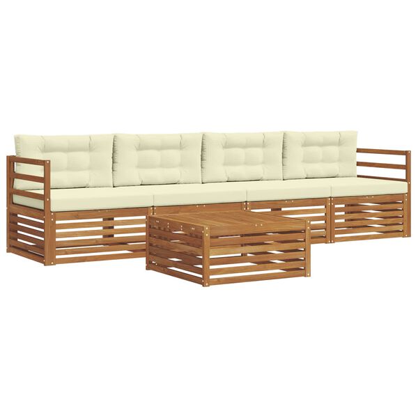 vidaXL Set vanjskih sofa s jastukom 5 pcs Prirodna i krem
