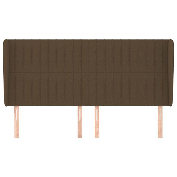 vidaXL Uzglavlje s u&scaron;ima tamnosmeđe 183x23x118/128 cm od tkanine