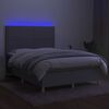 vidaXL Krevet box spring s madracem LED svjetlosivi 140x200 cm tkanina