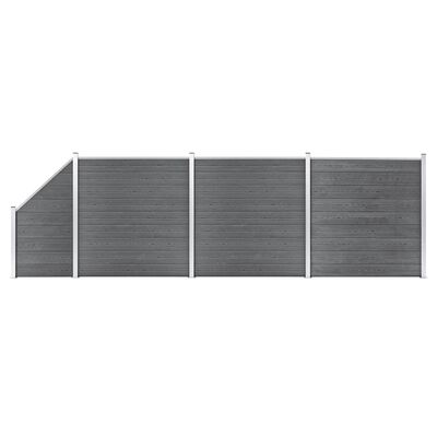 vidaXL Set ograda pd WPC-a 3 kvadratne + 1 kosa 619 x 186 cm sivi