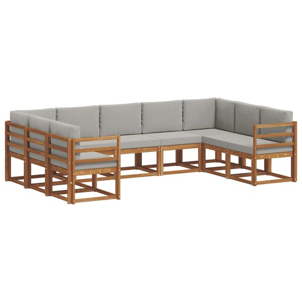 vidaXL Set vanjskih sofa s jastukom 9 pcs Prirodna i svijetlo siva