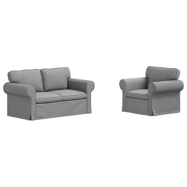 vidaXL Sofa 2 pcs Svijetlo siva 155 x 82 x 80 cm tkanina