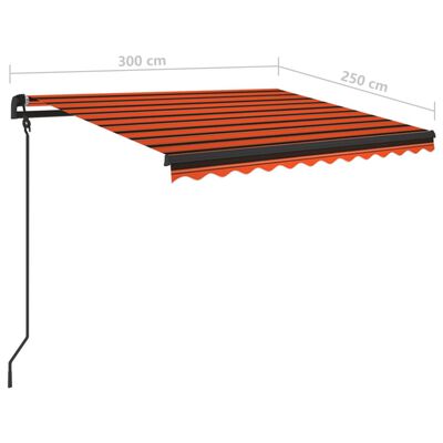 vidaXL Tenda na ručno uvlačenje sa stupovima 3x2,5 m narančasto-smeđa