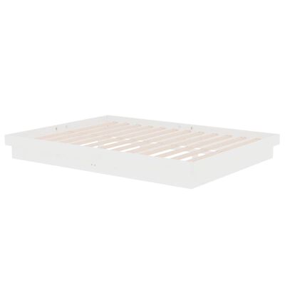 vidaXL Okvir za krevet od masivnog drva bijeli 140 x 190 cm