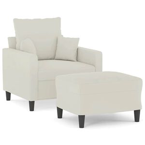 vidaXL Fotelja s tabureom krem 60 cm bar&scaron;unasta