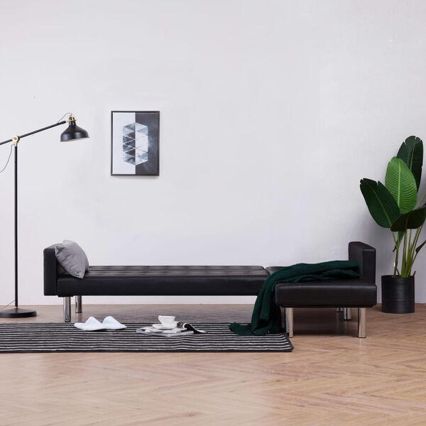 vidaXL Kutni dvosjed na razvlačenje od umjetne kože crni