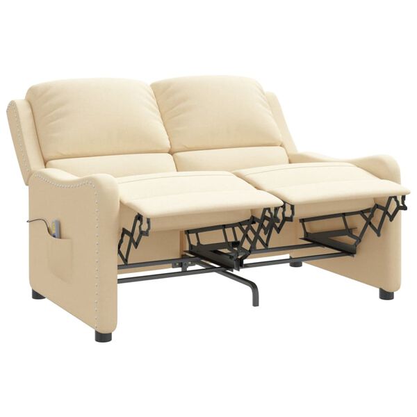 vidaXL Masažni dvosjed od tkanine krem