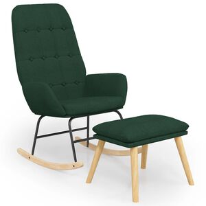 vidaXL Stolica za ljuljanje s osloncem za noge od tkanine tamnozeleno