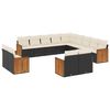 vidaXL 13-dijelni set vrtnih sofa s jastucima poliratan crni