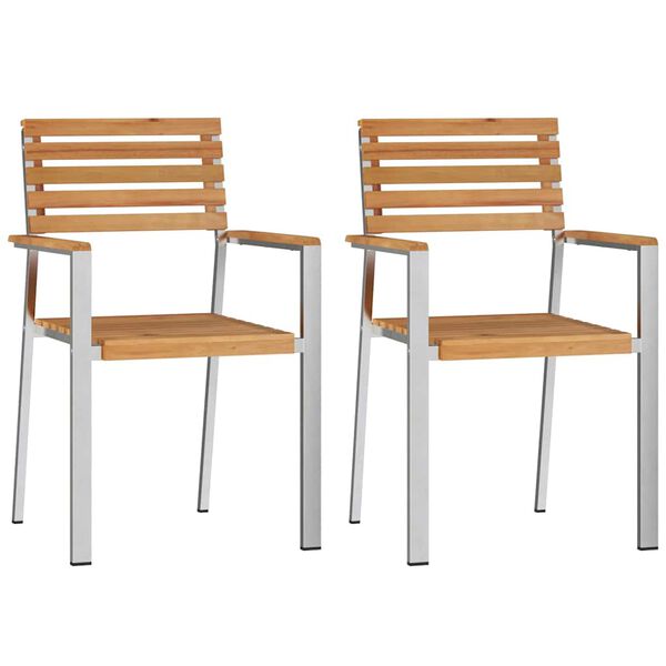 vidaXL Vrtna stolica 2 pcs Prirodna nafta Čvrsto teak drvo